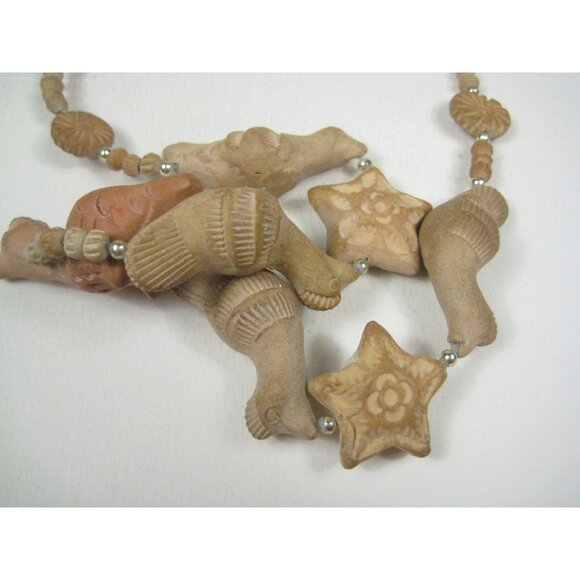 Vintage Clay Bird Fetish Beaded Necklace 19 Strand Jewelry Handmade Earthy - Picture 4 of 10
